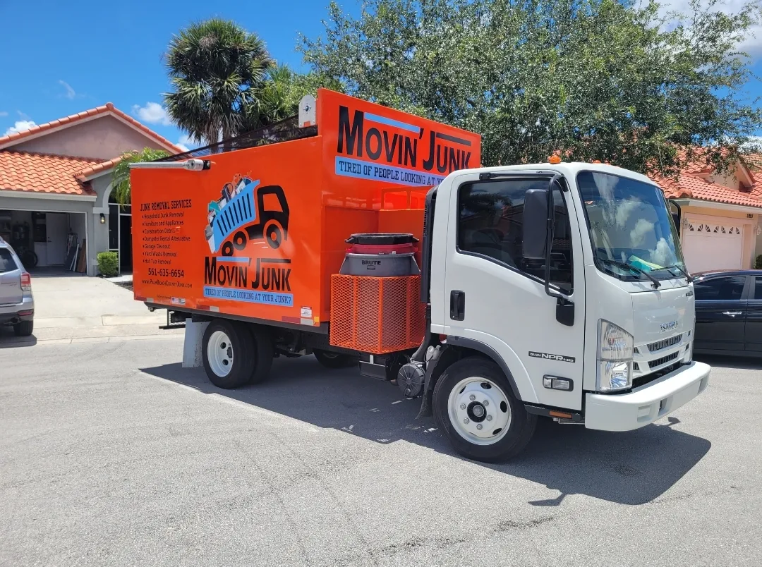 Movin' Junk branded truck on location